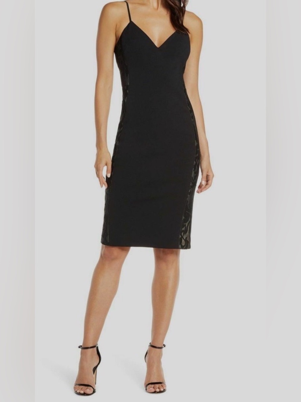 Vince Camuto Black Lace-Panel Pencil Dress Skirt